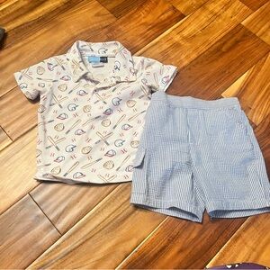 Toddler boy’s goodlad baseball polo short set. Size 2t